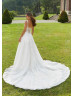 Detachable Straps Beaded Ivory Lace Tulle Timeless Wedding Dress